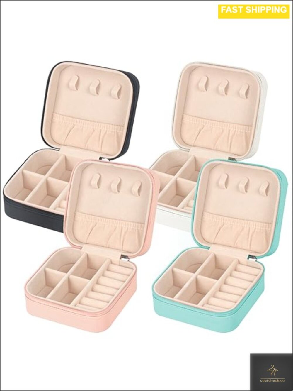 Small PU Leather Travel Jewelry Case Organizer Box Compact Portable